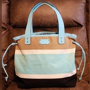 Kate Spade Blue and Tan Striped Tote